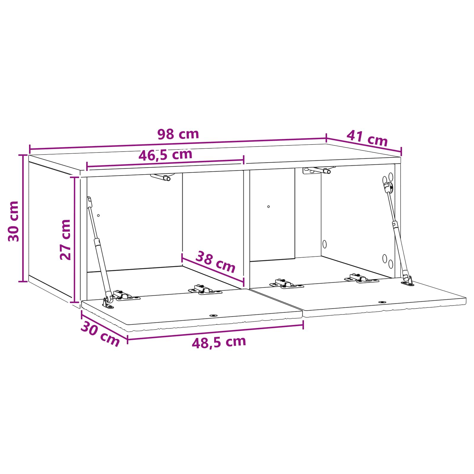 Wandbeugel TV-kast 98 x 41 x 30 cm Gerookt eiken Bewerkt hout – afbeelding 9
