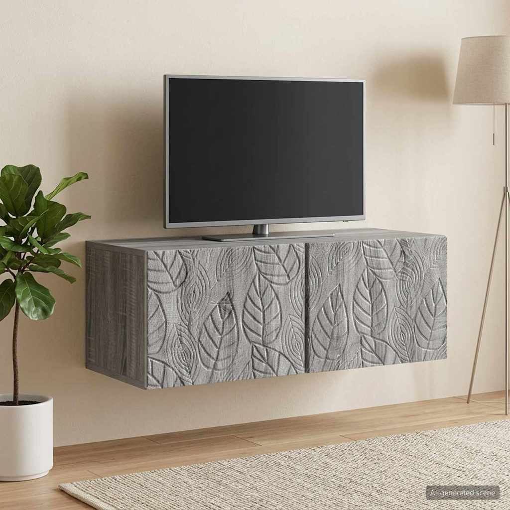 Wandbeugel TV-kast 98 x 41 x 30 cm Grijs Sonoma Bewerkt hout – afbeelding 3