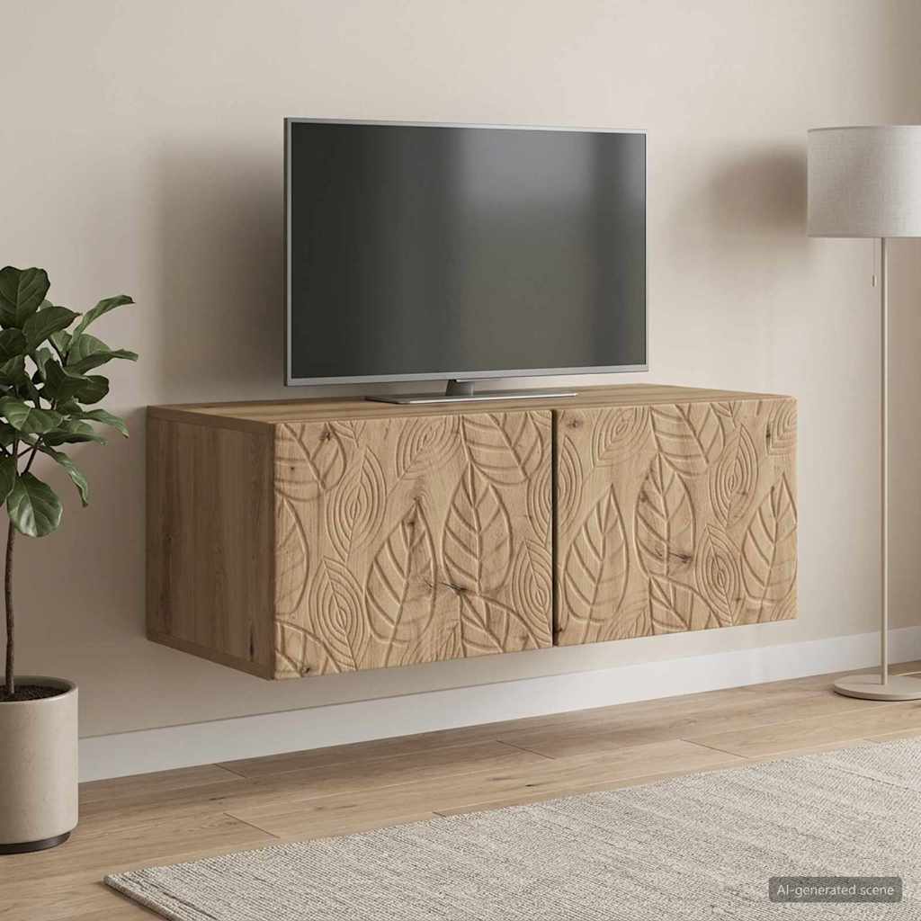 Wandbeugel TV-kast 98 x 41 x 30 cm Artisanaal eiken – afbeelding 1