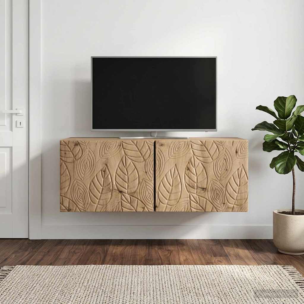 Wandbeugel TV-kast 98 x 41 x 30 cm Artisanaal eiken – afbeelding 3