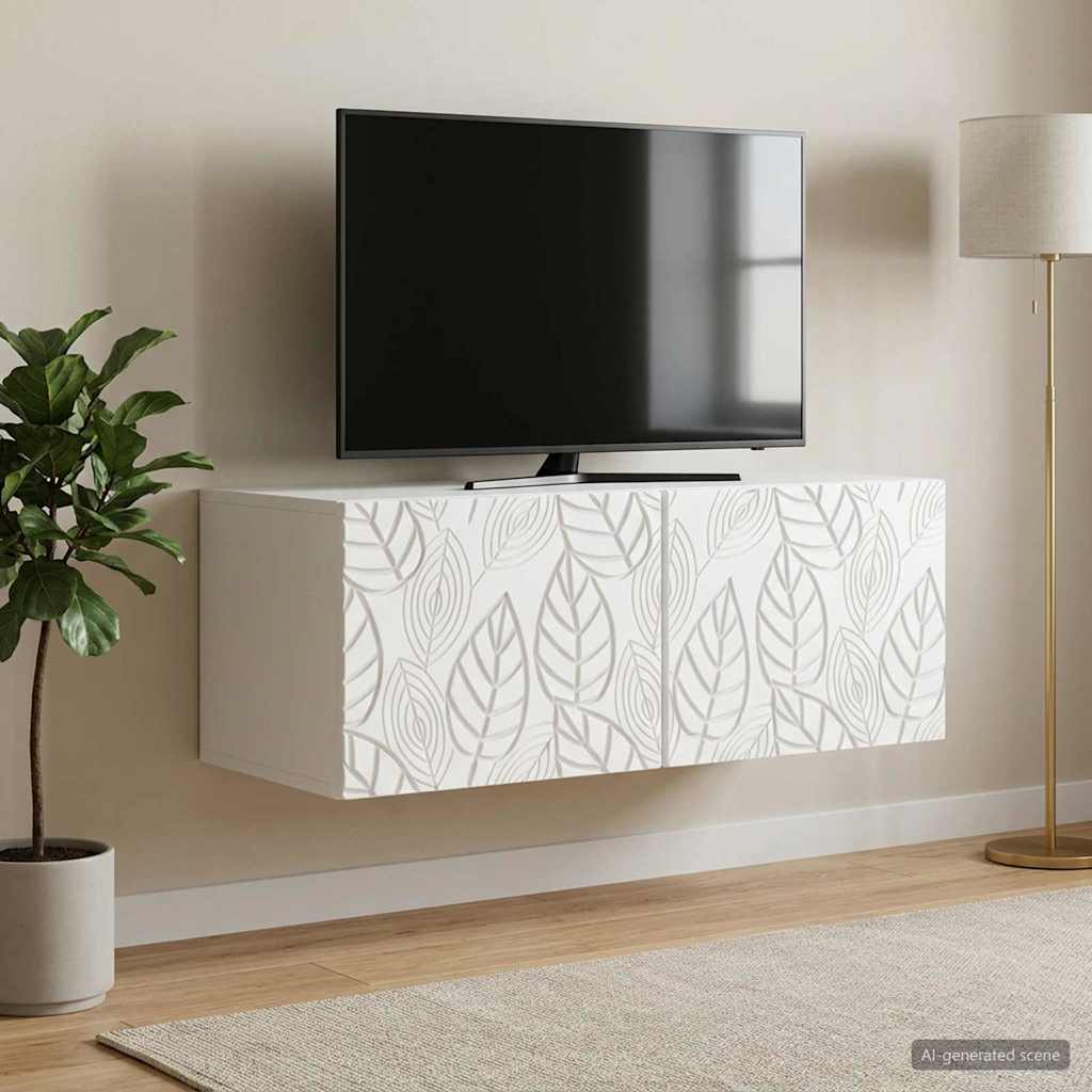 Wandbeugel TV-kast 59,5 x 31 cm Wit Bewerkt hout Wandgemonteerd