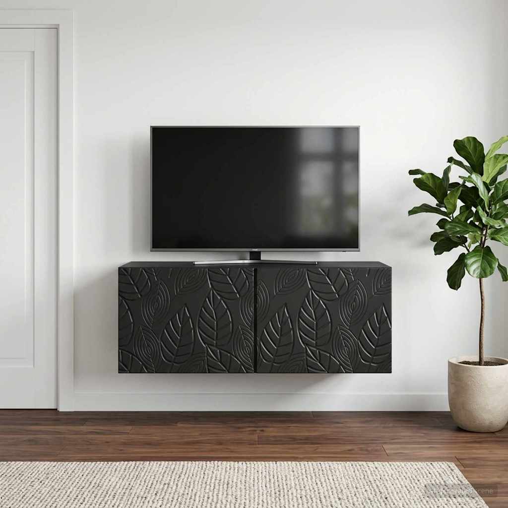 Wandbeugel TV-kast 59,5 x 31 cm Zwart Bewerkt hout – afbeelding 3