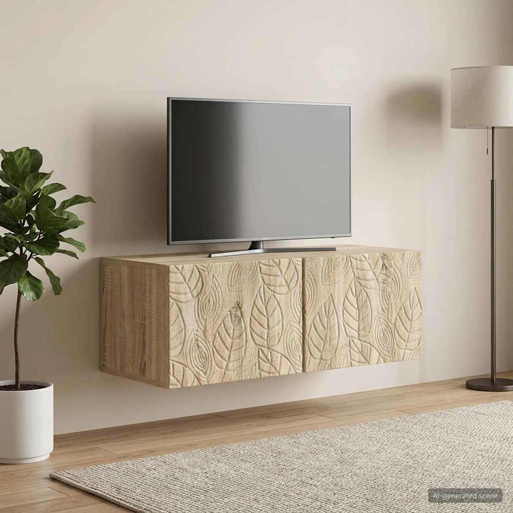 Wandbeugel TV-kast 59,5 x 31 cm Sonoma Eiken Bewerkt hout – afbeelding 1