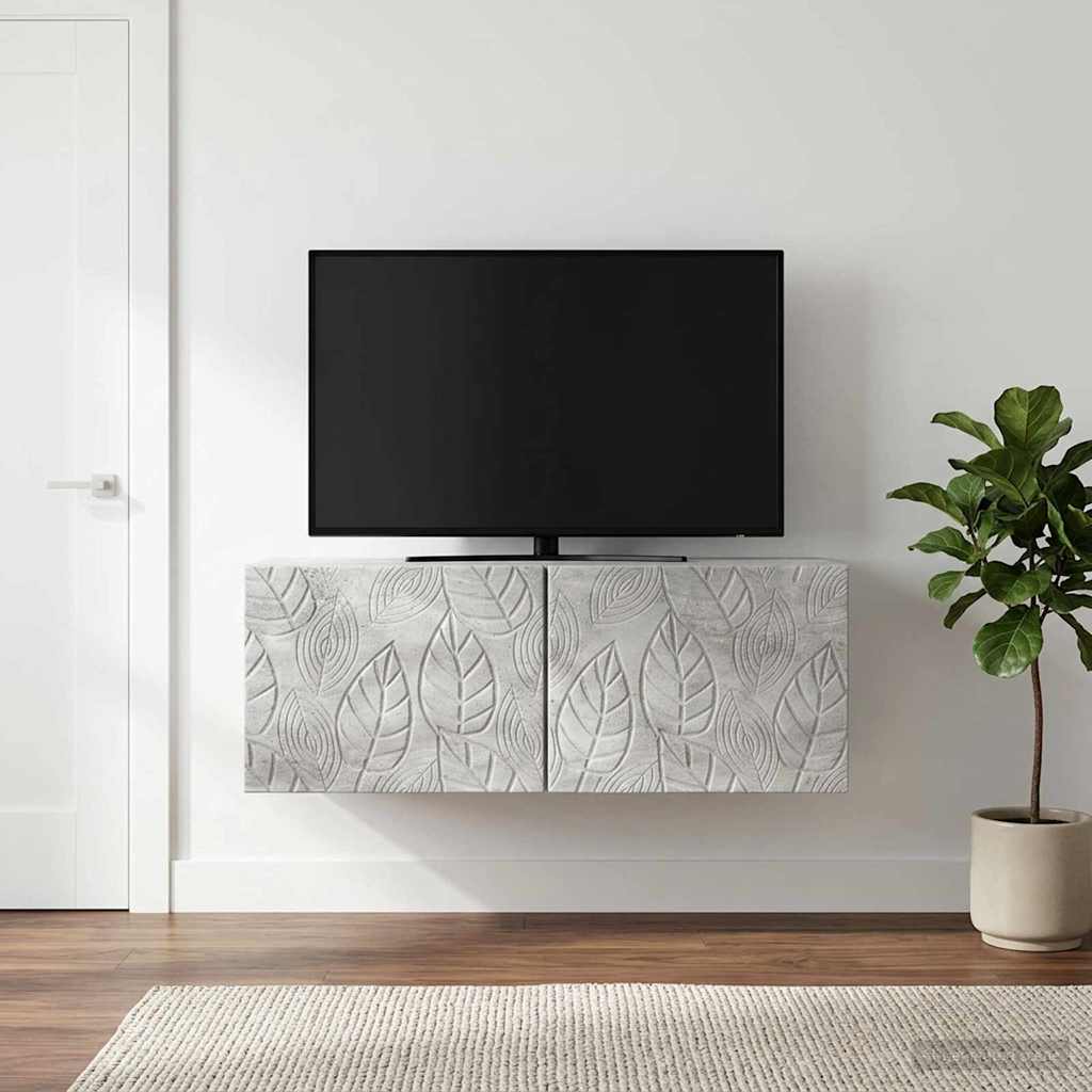 Wandbeugel TV-kast 59,5 x 31 cm Betongrijs Bewerkt hout – afbeelding 3