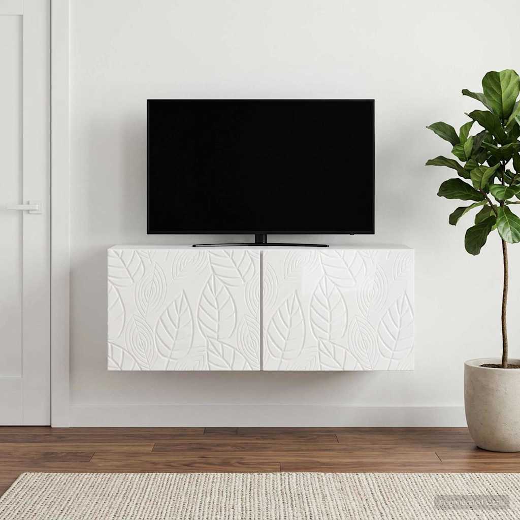 Wandbeugel TV-kast 59,5 x 31 cm Hoogglans Wit Bewerkt hout