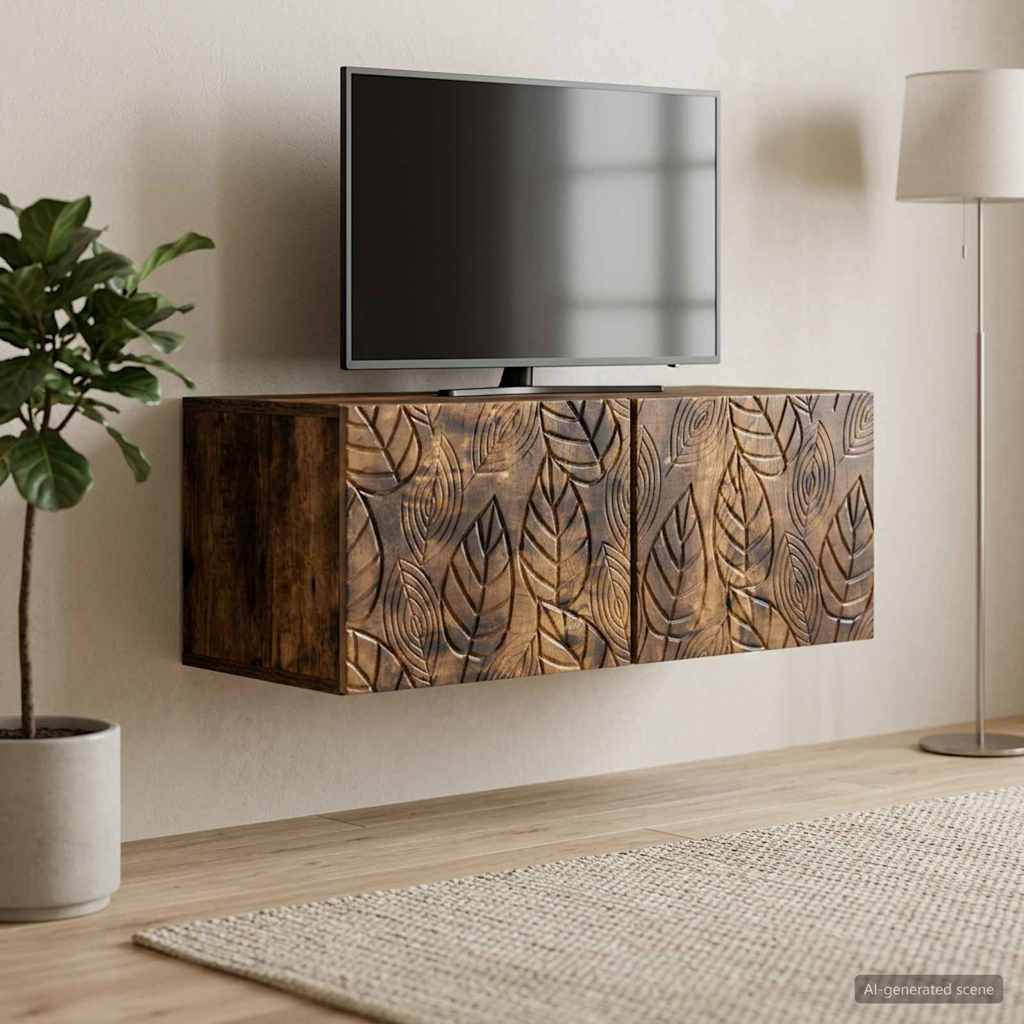 Wandbeugel TV-kast 59,5 x 31 cm Gerookt eiken Bewerkt hout – afbeelding 1