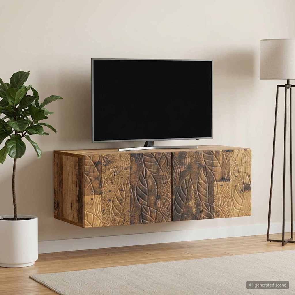 Wandbeugel TV-kast 59,5 x 31 cm Oud hout Bewerkt hout – afbeelding 1