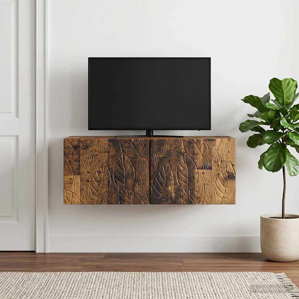 Wandbeugel TV-kast 59,5 x 31 cm Oud hout Bewerkt hout – afbeelding 3