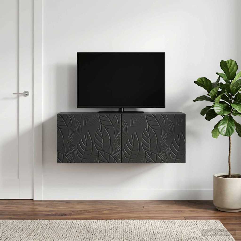 Wandbeugel TV-kast 78,5 x 31 cm Zwart Bewerkt hout – afbeelding 1