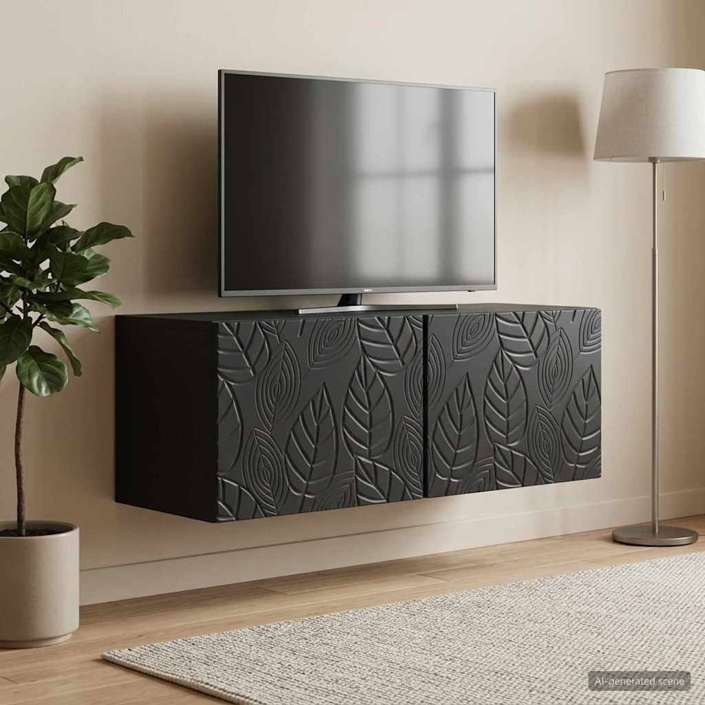 Wandbeugel TV-kast 78,5 x 31 cm Zwart Bewerkt hout – afbeelding 3