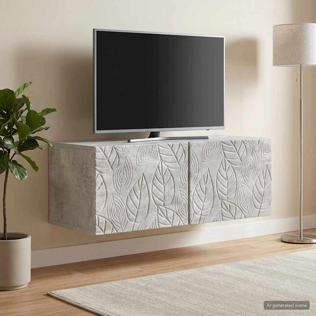 Wandbeugel TV-kast 78,5 x 31 cm Betongrijs Bewerkt hout – afbeelding 1