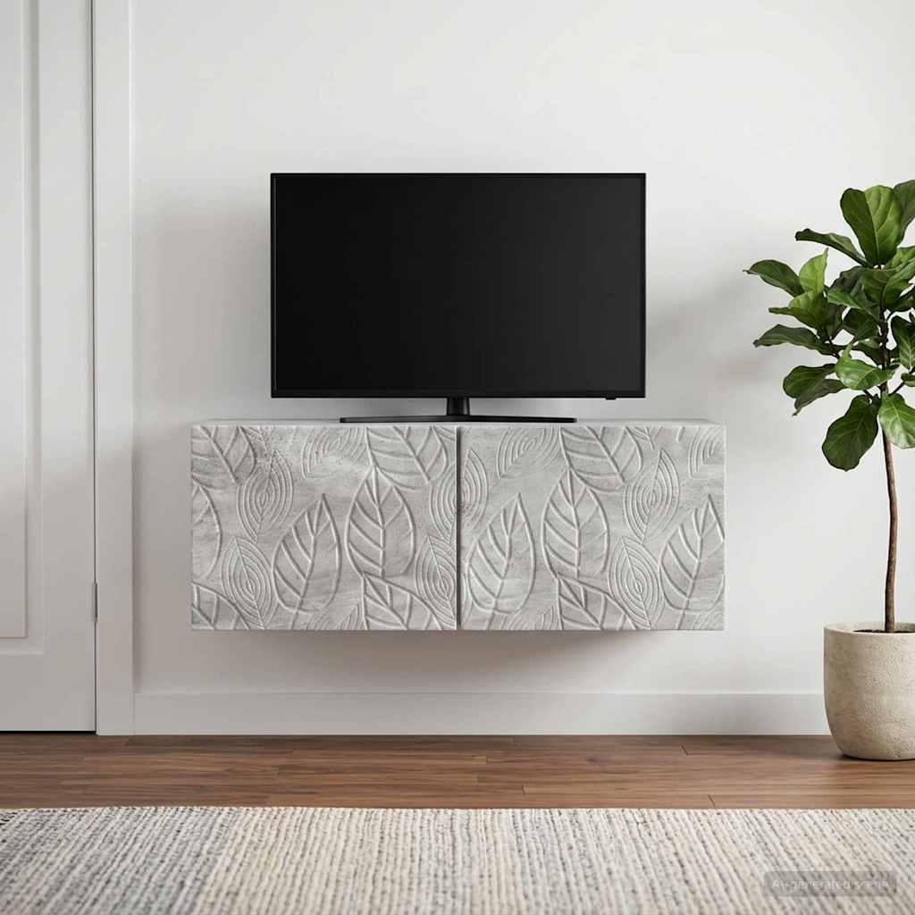 Wandbeugel TV-kast 78,5 x 31 cm Betongrijs Bewerkt hout – afbeelding 3