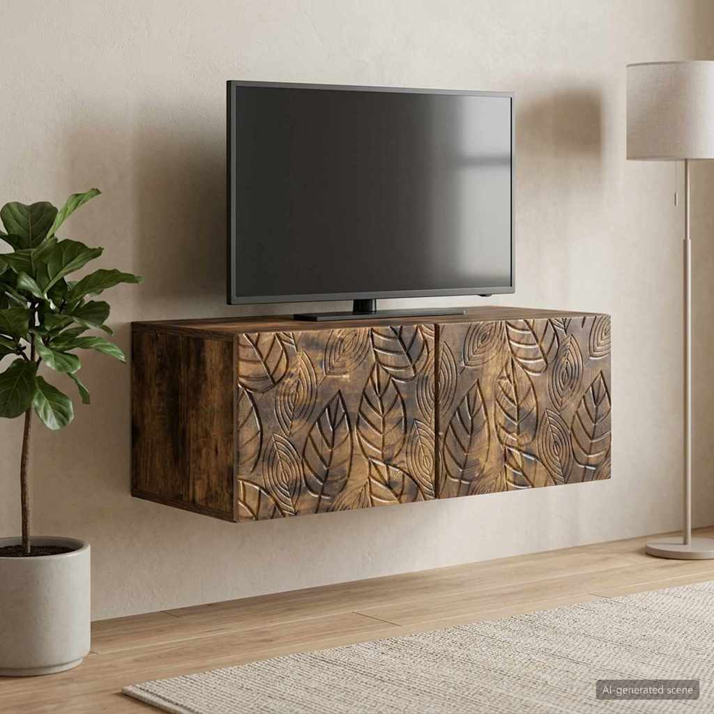 Wandbeugel TV-kast 78,5 x 31 cm Gerookt eiken Bewerkt hout – afbeelding 1