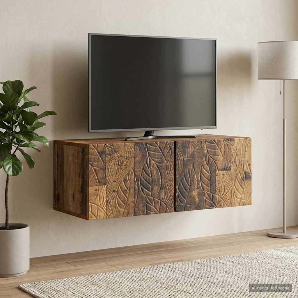 Wandbeugel TV-kast 78,5 x 31 cm Oud hout Bewerkt hout – afbeelding 3