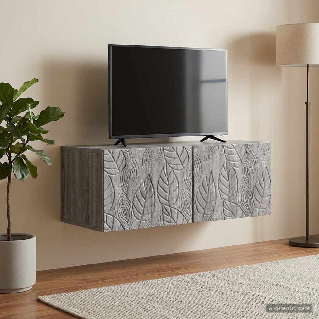 Wandbeugel TV-kast 98 x 31 cm Grijs Sonoma Bewerkt hout – afbeelding 3