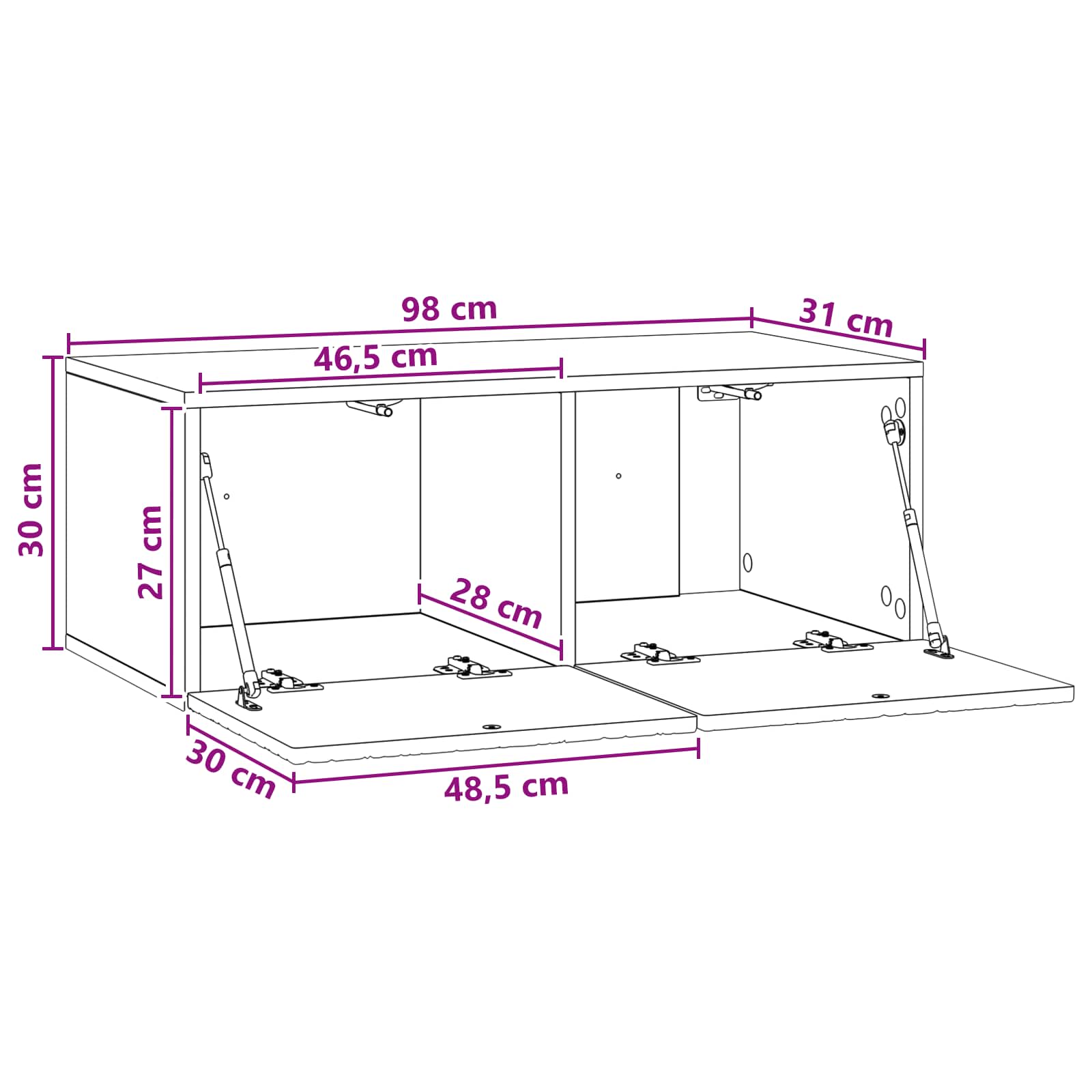 Wandbeugel TV-kast 98 x 31 cm Grijs Sonoma Bewerkt hout – afbeelding 9