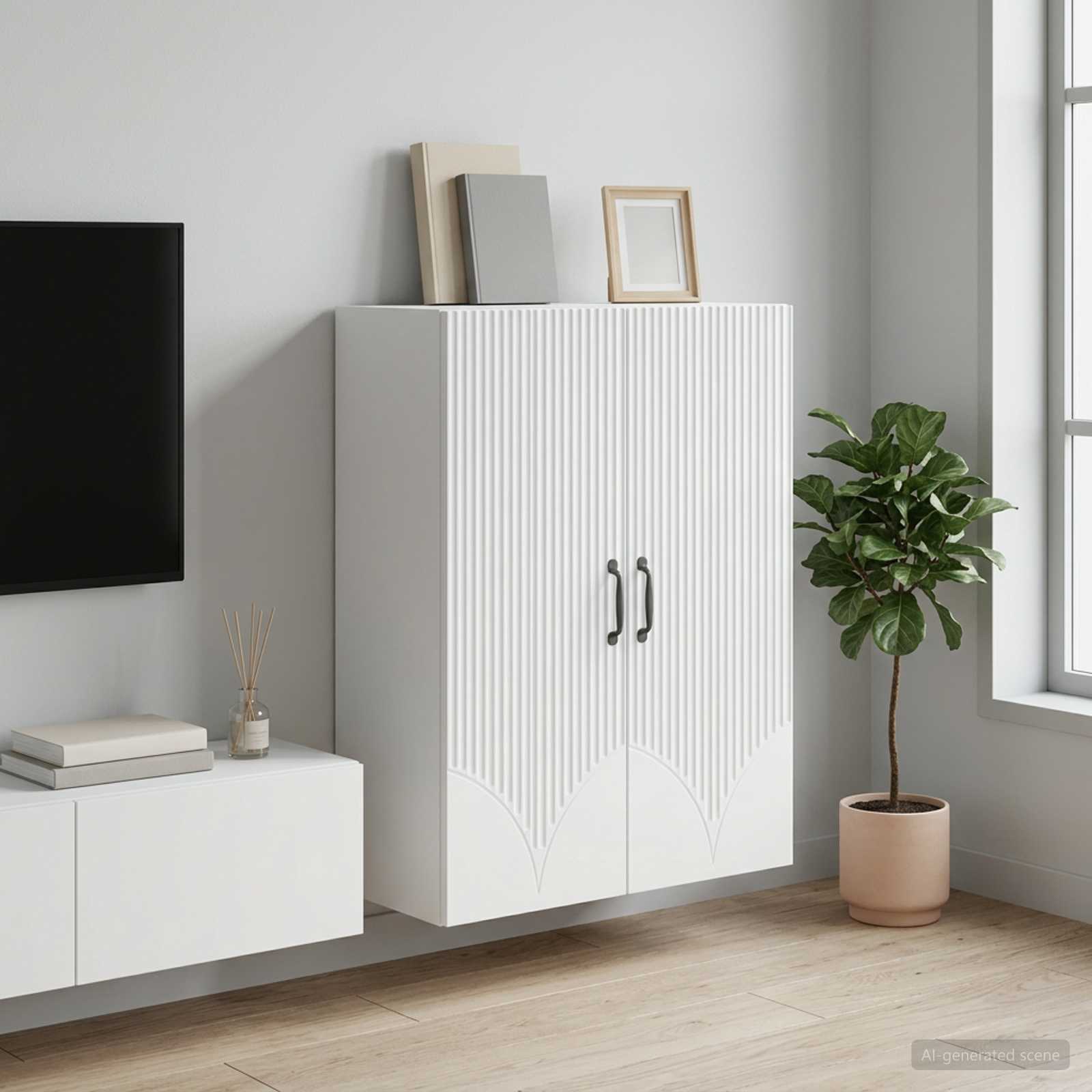 Wandkast Wit 66 x 34,5 x 90 cm Bewerkt hout
