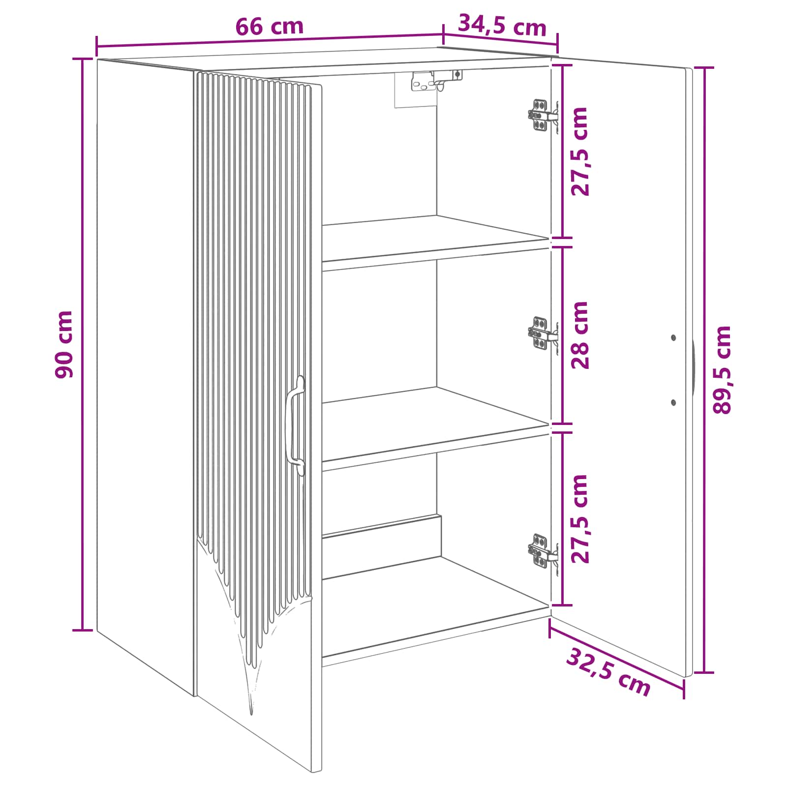 Wandkast Betongrijs 66 x 34,5 x 90 cm Bewerkt hout – afbeelding 8