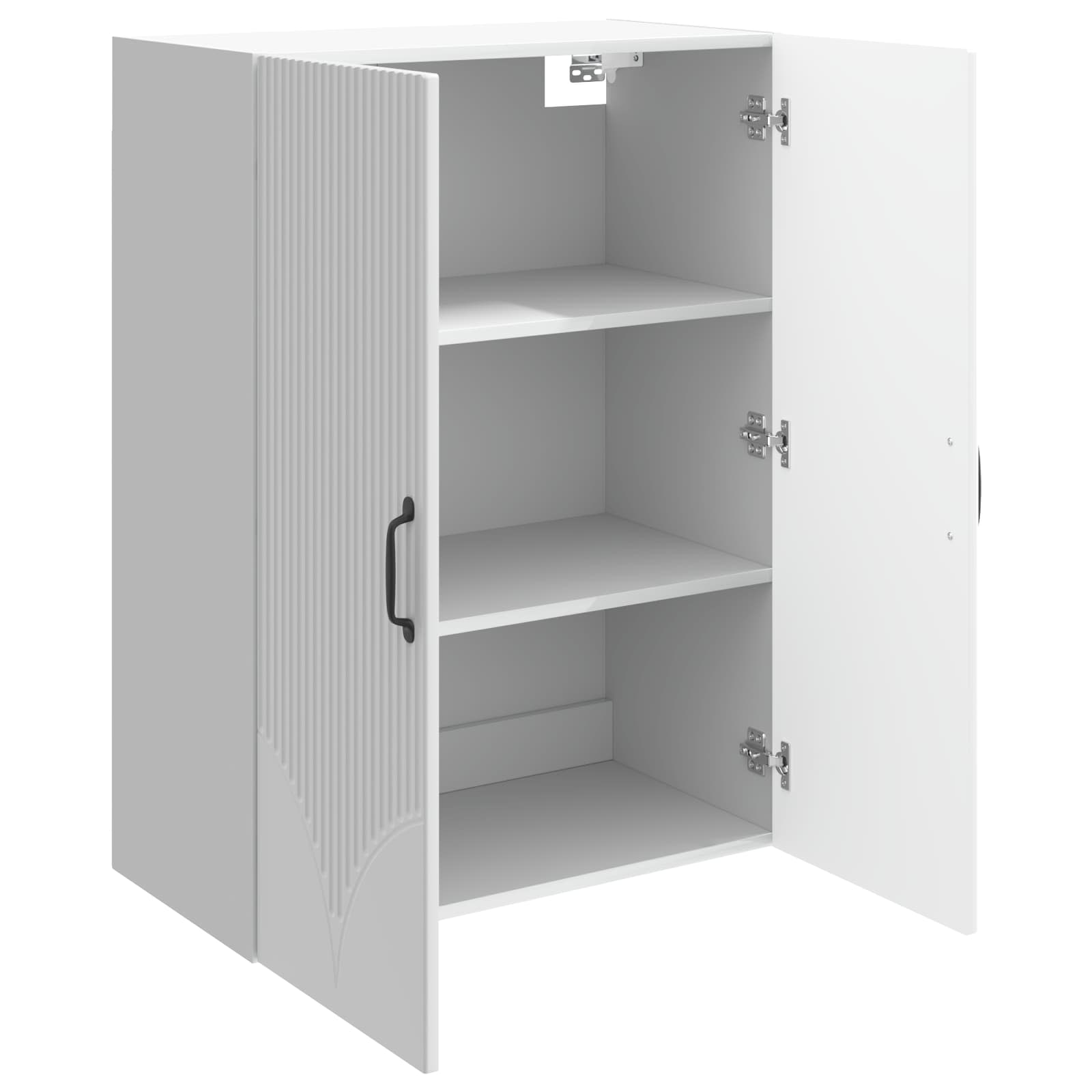 Wandkast Hoogglans Wit 66 x 34,5 x 90 cm Bewerkt hout – afbeelding 3