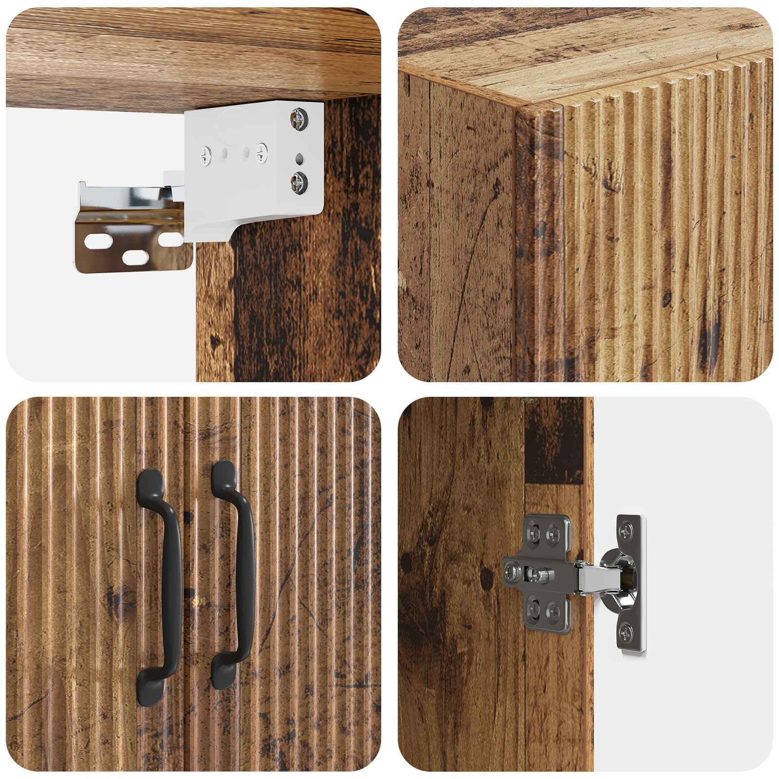 Wandkast Oud hout 66 x 34,5 x 90 cm Bewerkt hout – afbeelding 7