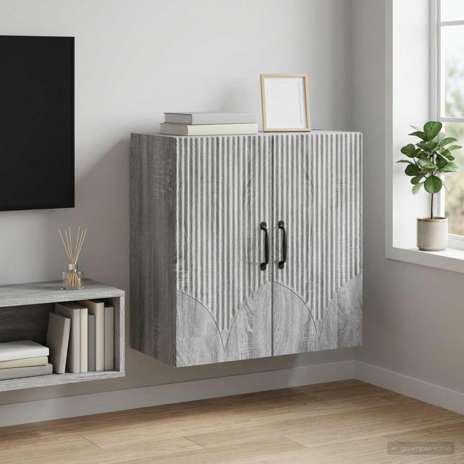 Wandkast Grijs Sonoma 59 x 31 x 60 cm Bewerkt hout – afbeelding 1