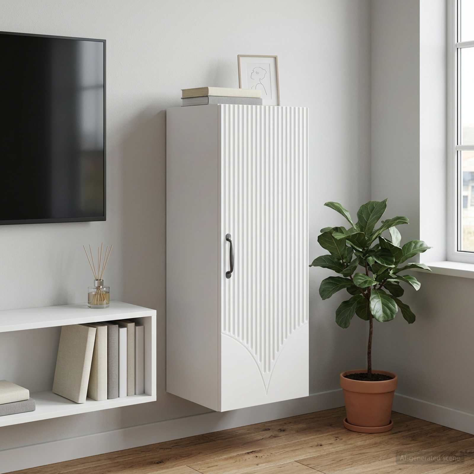 Wandkast Wit 33 x 34,5 x 90 cm Bewerkt hout
