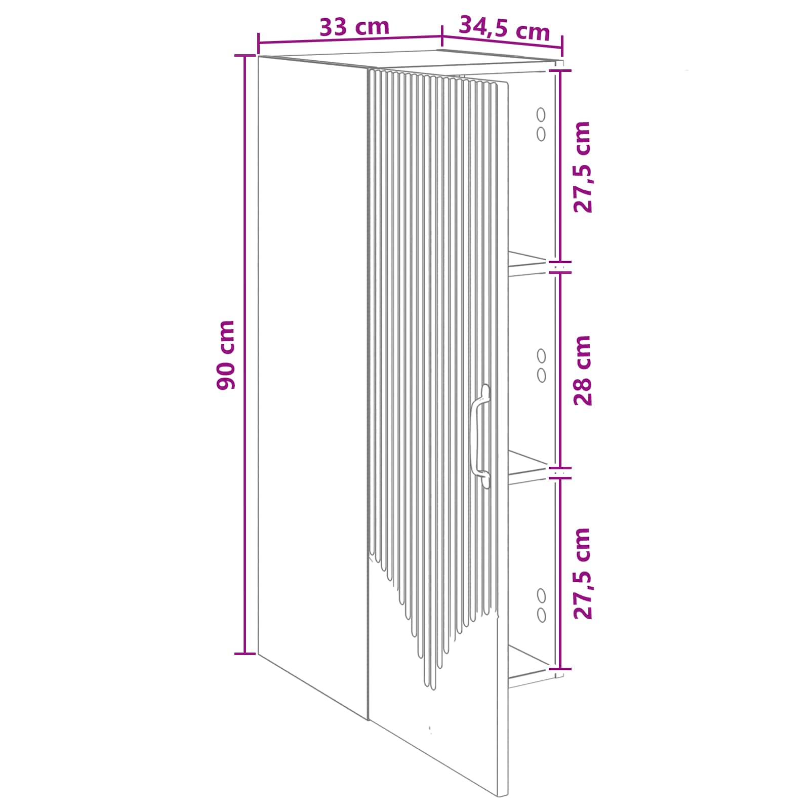 Wandkast Zwart 33 x 34,5 x 90 cm Bewerkt hout – afbeelding 9