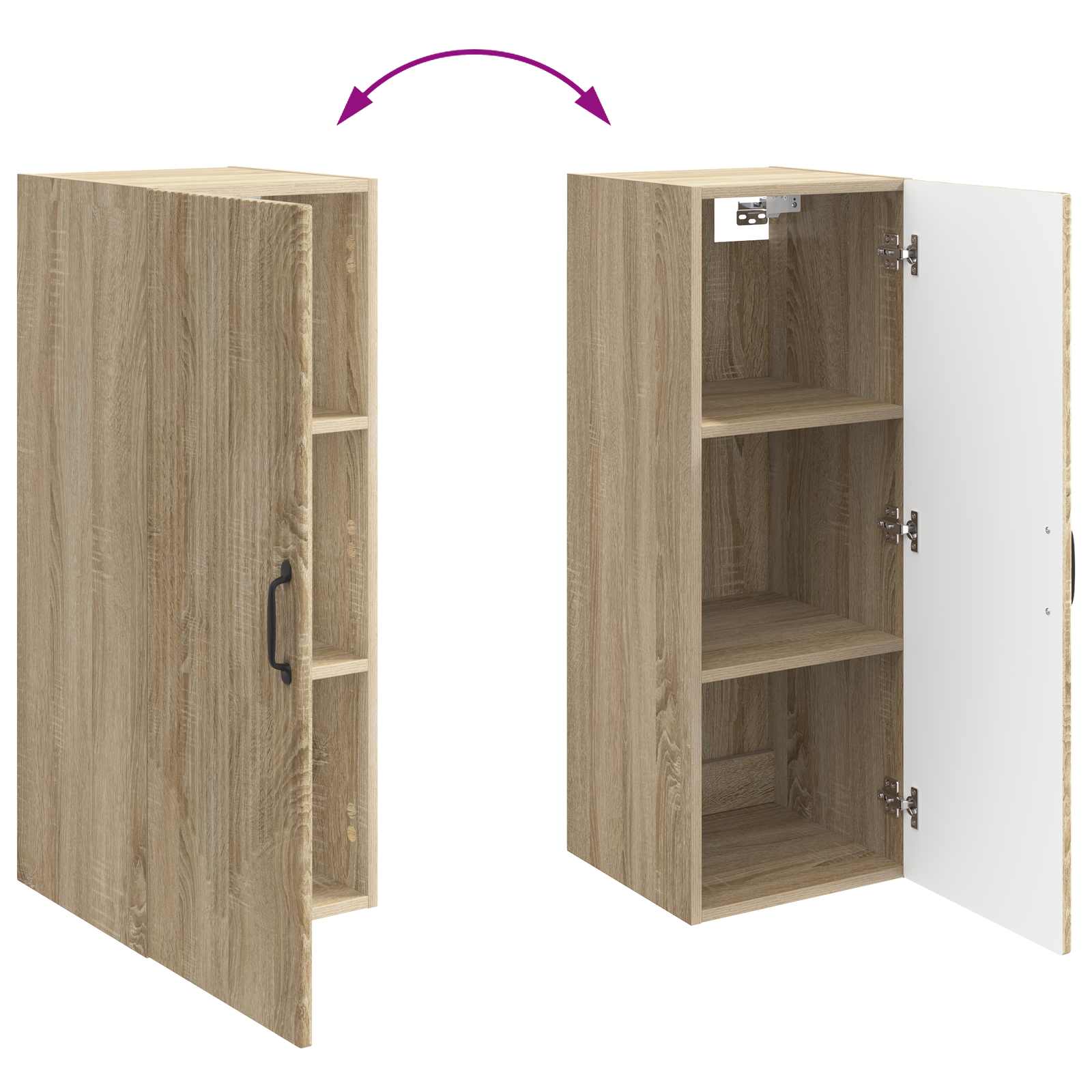 Wandkast Sonoma Eiken 33 x 34,5 x 90 cm Bewerkt hout – afbeelding 8