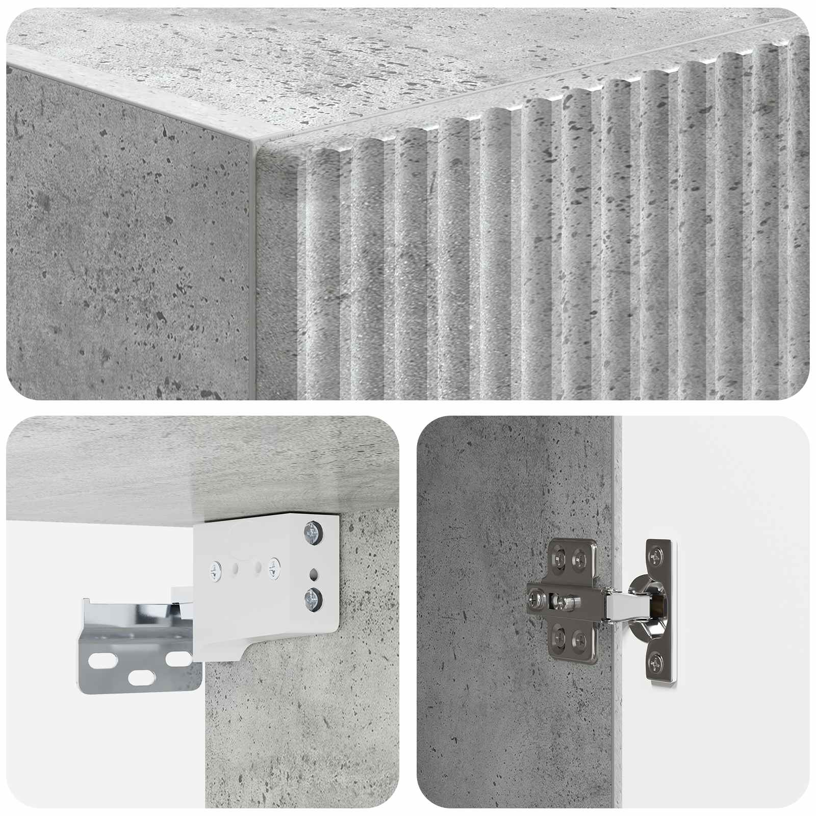 Wandkast Betongrijs 33 x 34,5 x 90 cm Bewerkt hout – afbeelding 7