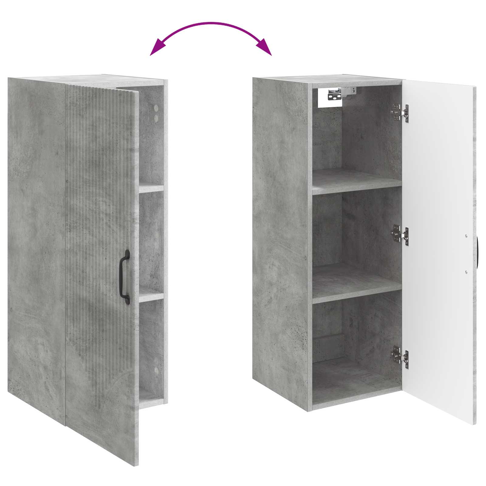 Wandkast Betongrijs 33 x 34,5 x 90 cm Bewerkt hout – afbeelding 8