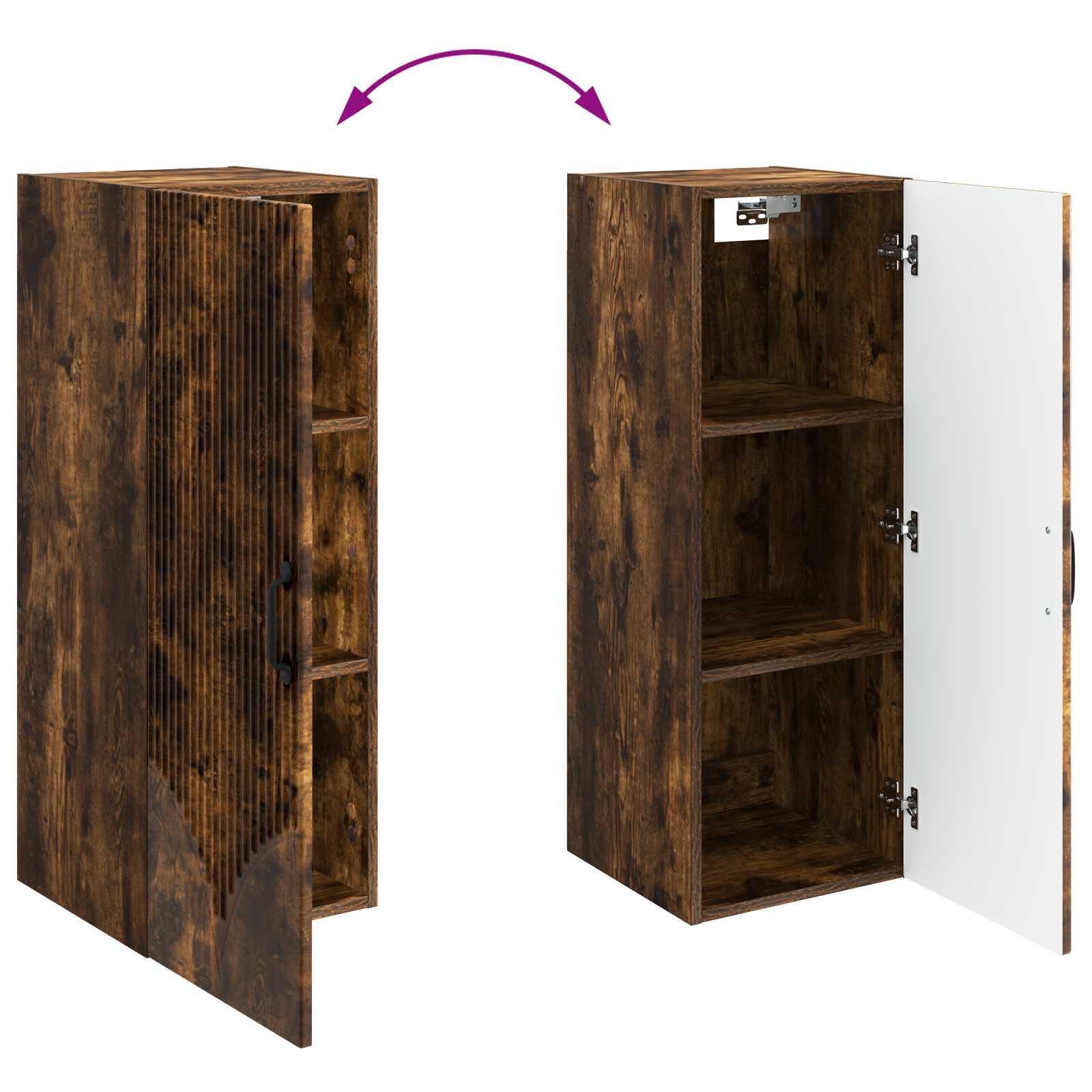 Wandkast Gerookt eiken 33 x 34,5 x 90 cm Bewerkt hout – afbeelding 8