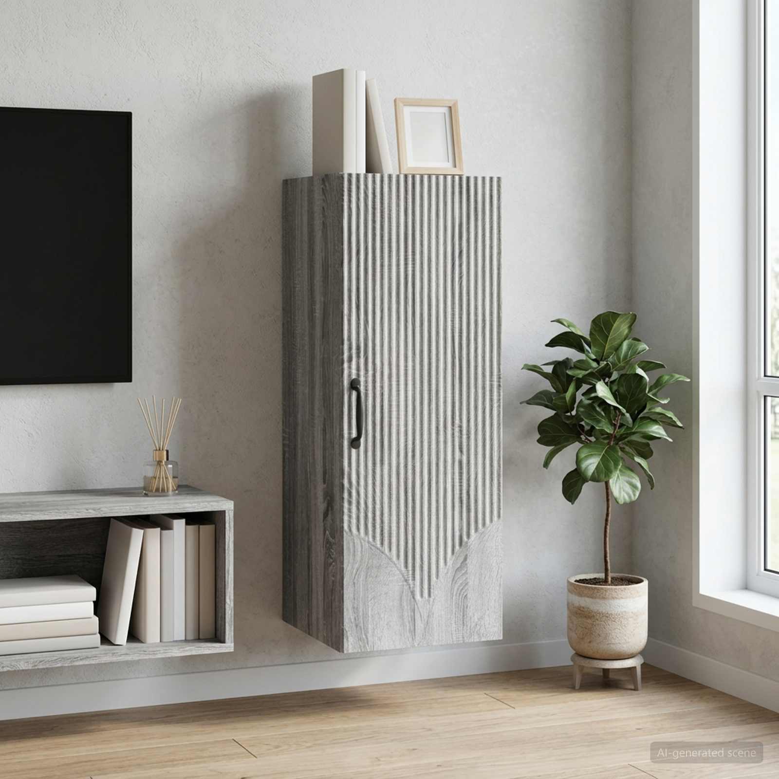 Wandkast Grijs Sonoma 33 x 34,5 x 90 cm Bewerkt hout – afbeelding 1