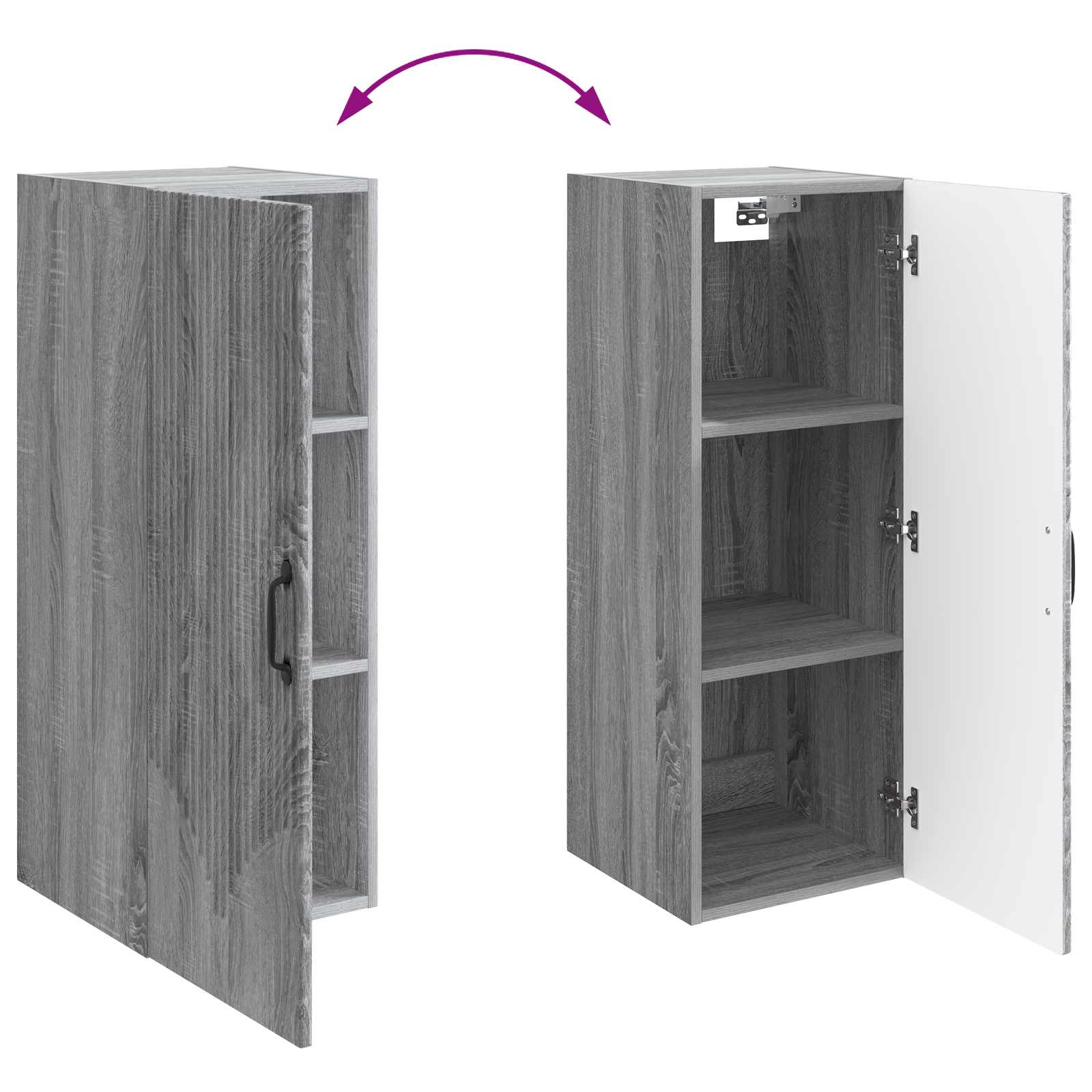 Wandkast Grijs Sonoma 33 x 34,5 x 90 cm Bewerkt hout – afbeelding 8