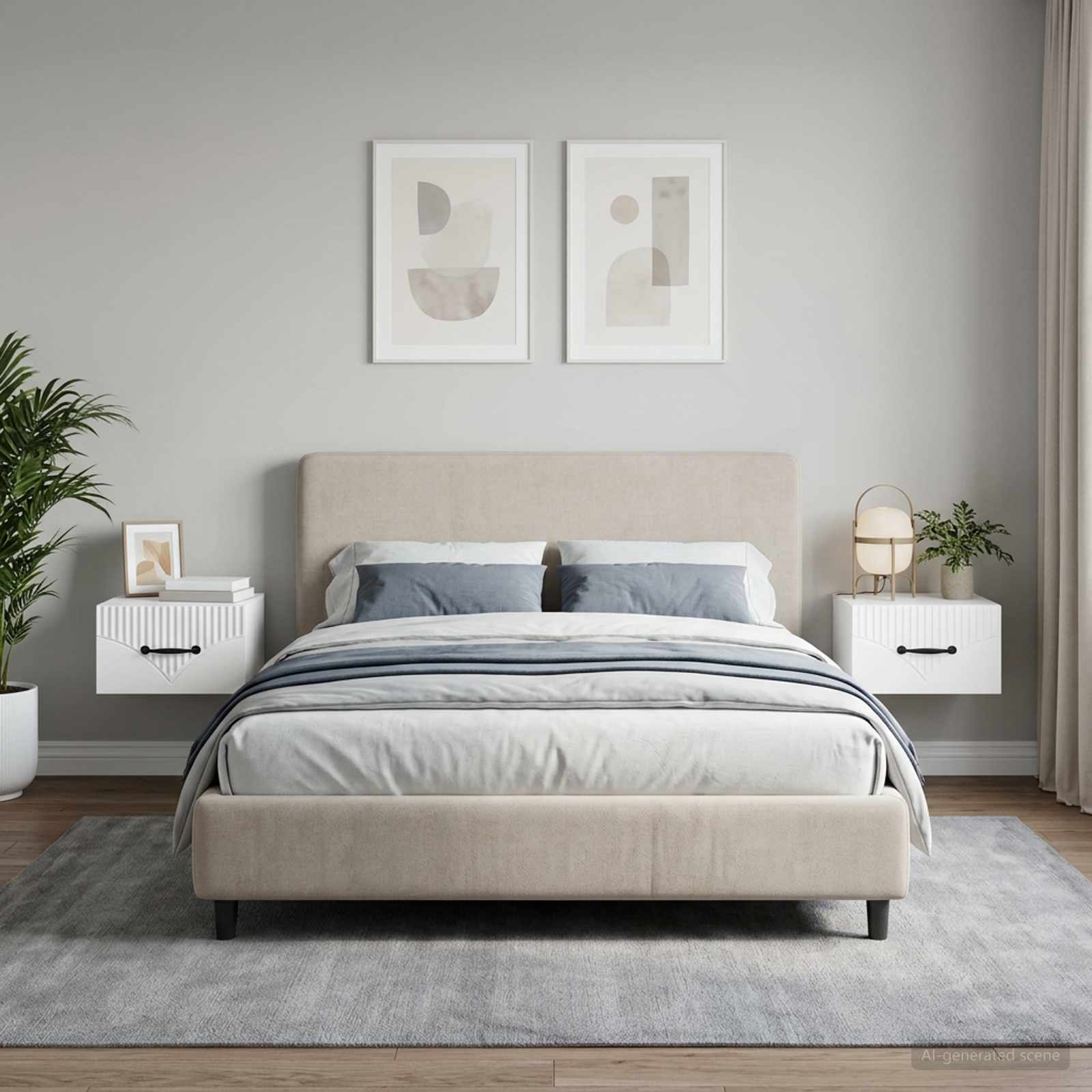Wandbeugel Bedkast 2 pcs Wit 34,5 x 33 x 20 cm Bewerkt hout