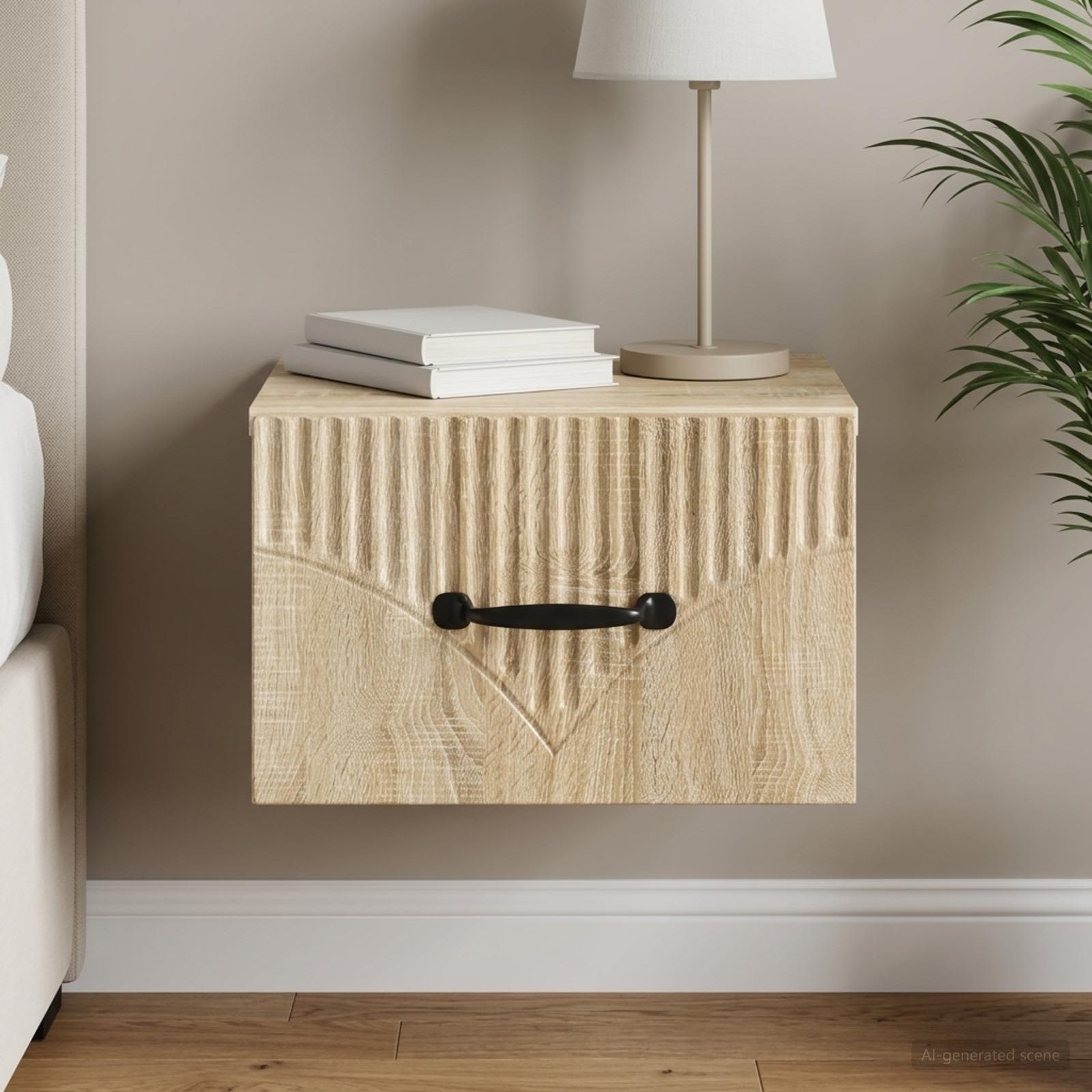Wandbeugel Bedkast Sonoma Eiken 34,5 x 33 x 20 cm Bewerkt hout