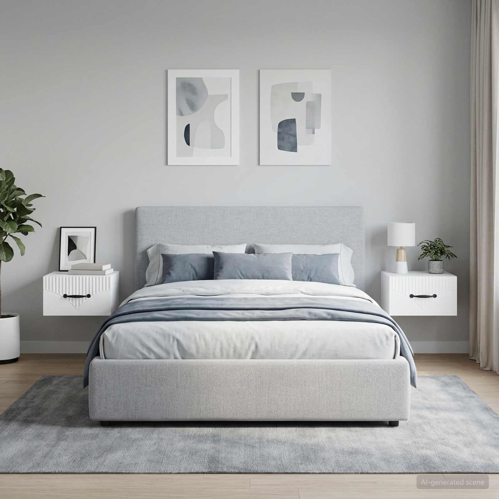 Wandbeugel Bedkast 2 pcs Hoogglans Wit 34,5 x 33 x 20 cm