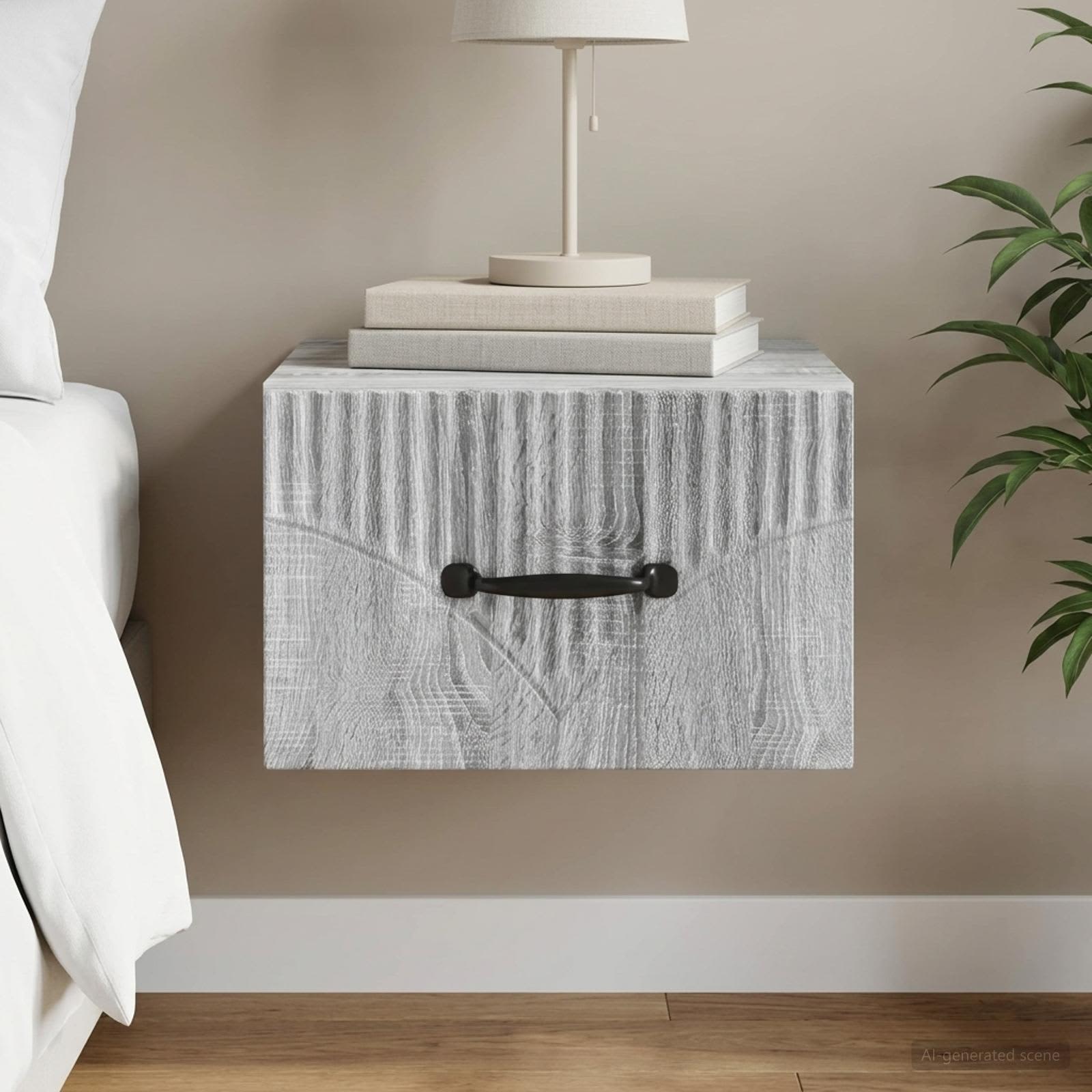 Wandbeugel Bedkast Grijs sonoma 34,5 x 33 x 20 cm Bewerkt hout