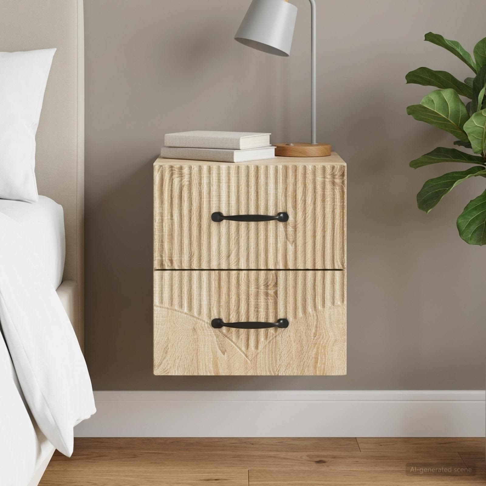 Wandbeugel Bedkast Sonoma Eiken 34,5 x 33 x 40 cm Bewerkt hout