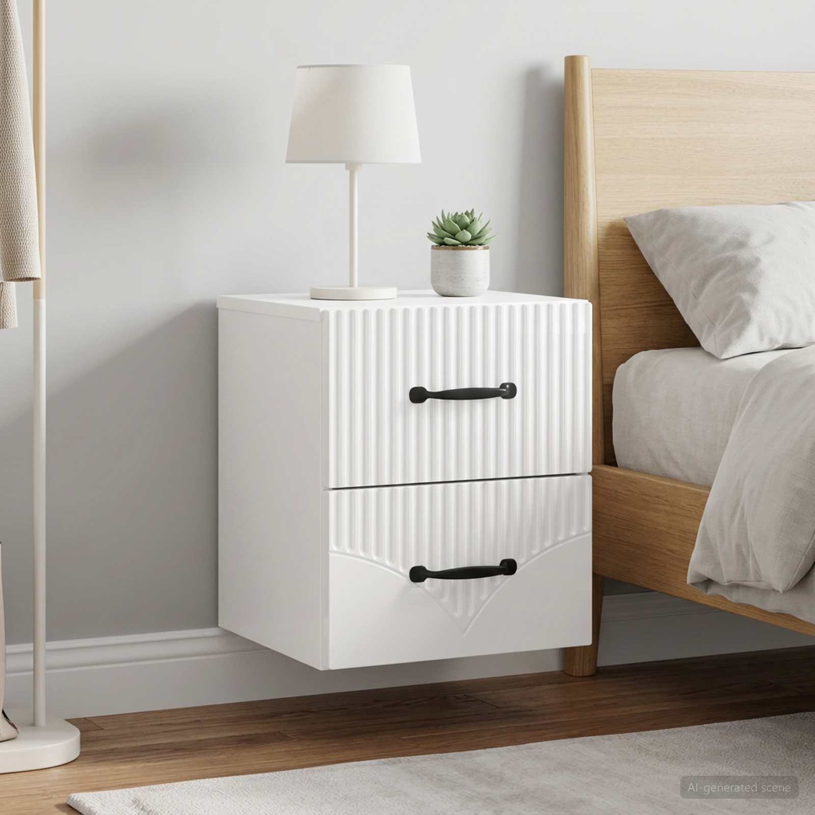 Wandbeugel Bedkast 2 pcs Hoogglans Wit 34,5 x 33 x 40 cm