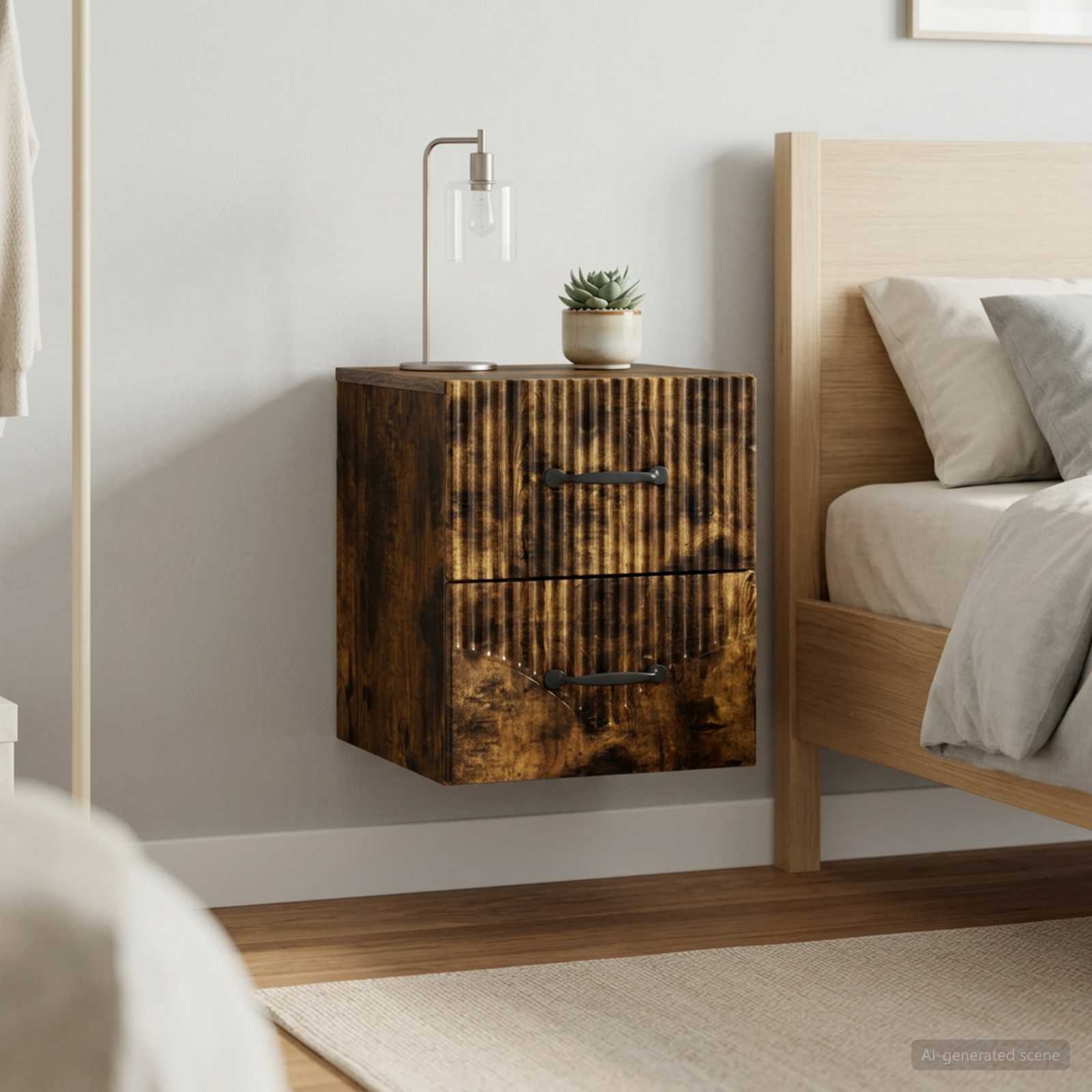 Wandbeugel Bedkast 2 pcs Gerookt eiken 34,5 x 33 x 40 cm