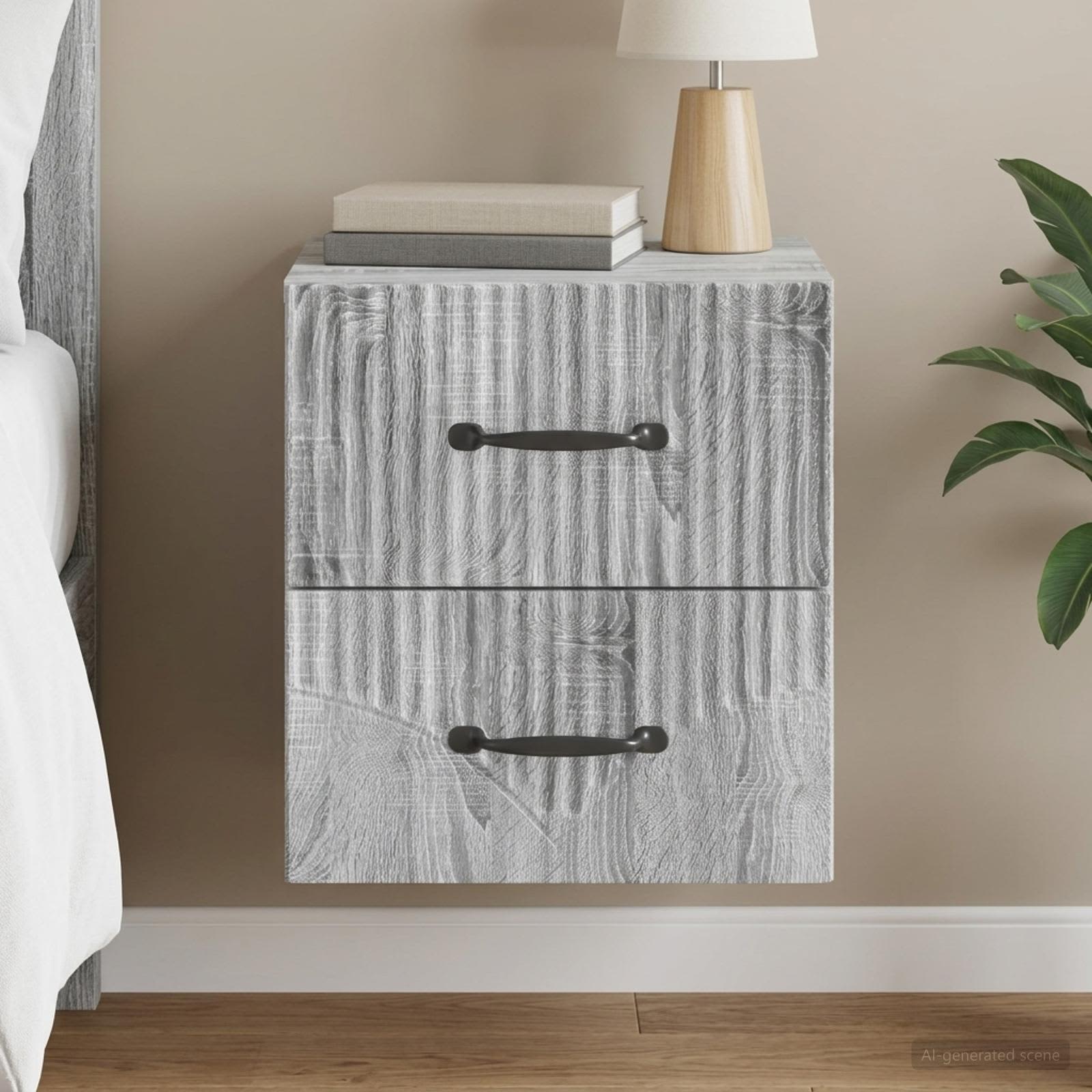 Wandbeugel Bedkast Grijs sonoma 34,5 x 33 x 40 cm Bewerkt hout