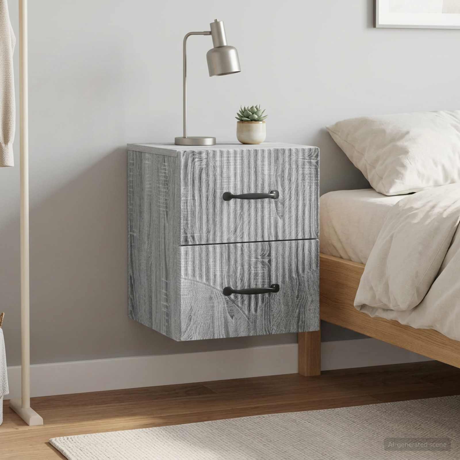 Wandbeugel Bedkast 2 pcs Grijs sonoma 34,5 x 33 x 40 cm