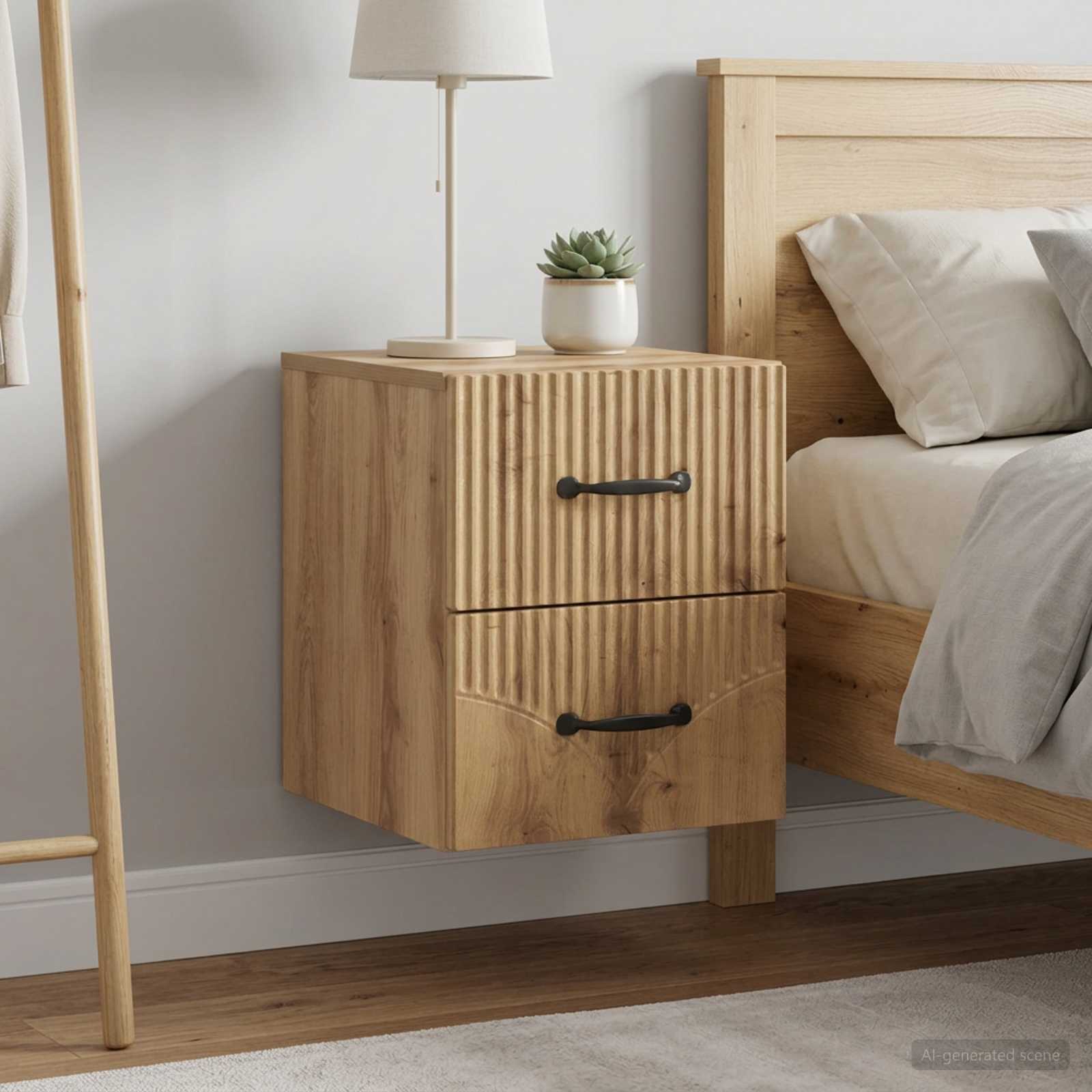 Wandbeugel Bedkast 2 pcs Artisanaal eiken 34,5 x 33 x 40 cm
