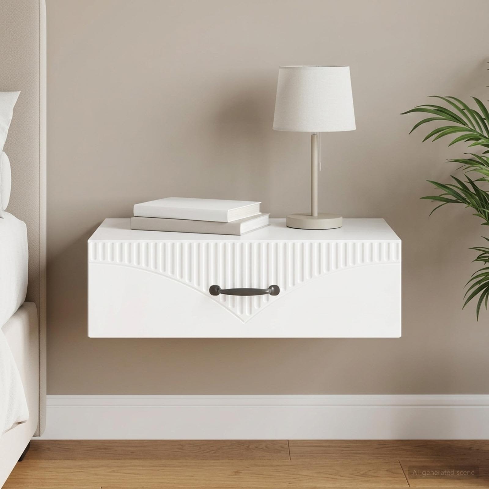 Wandmontage Zijtafel Hoogglans Wit 59 x 34,5 x 17 cm