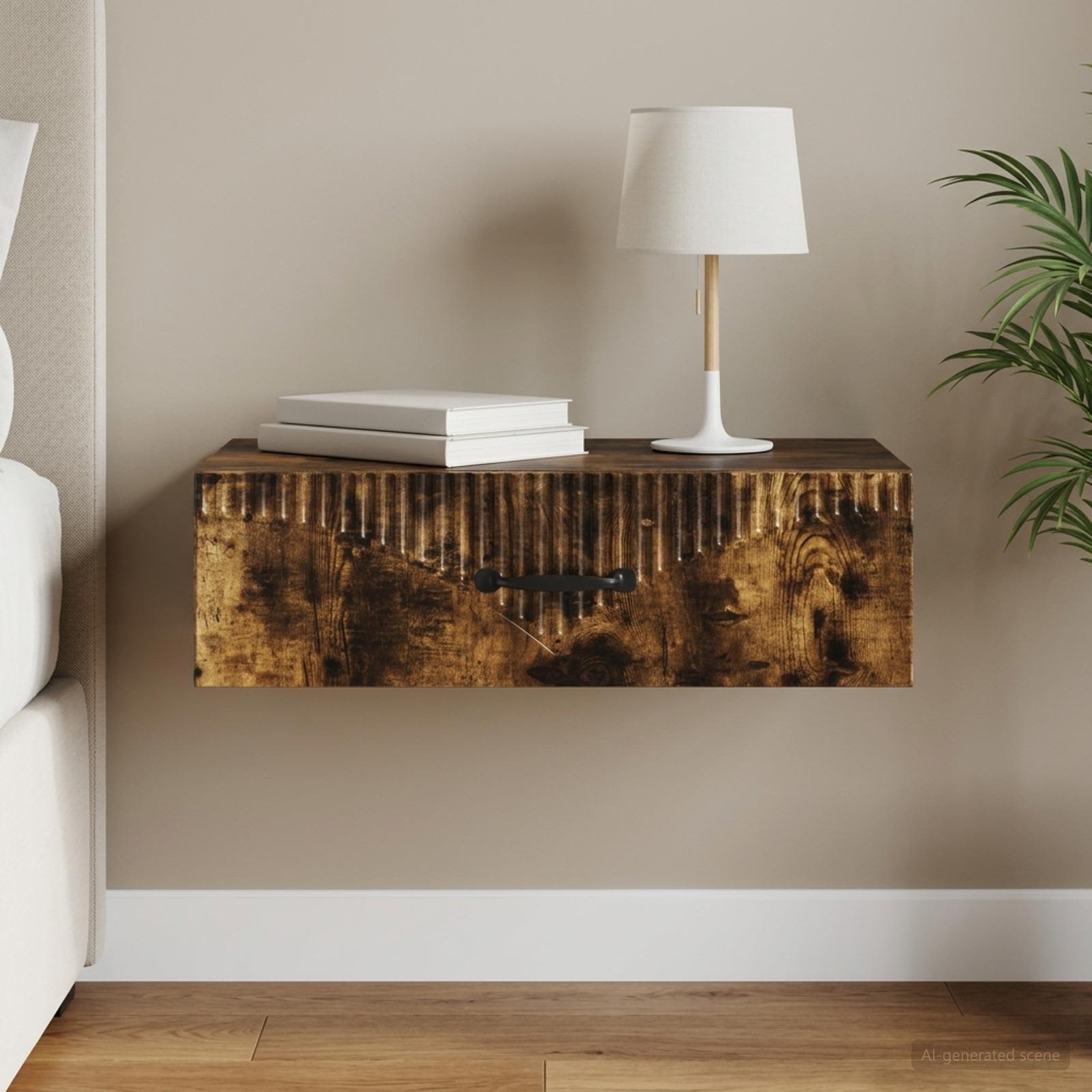 Wandmontage Zijtafel Gerookt eiken 59 x 34,5 x 17 cm