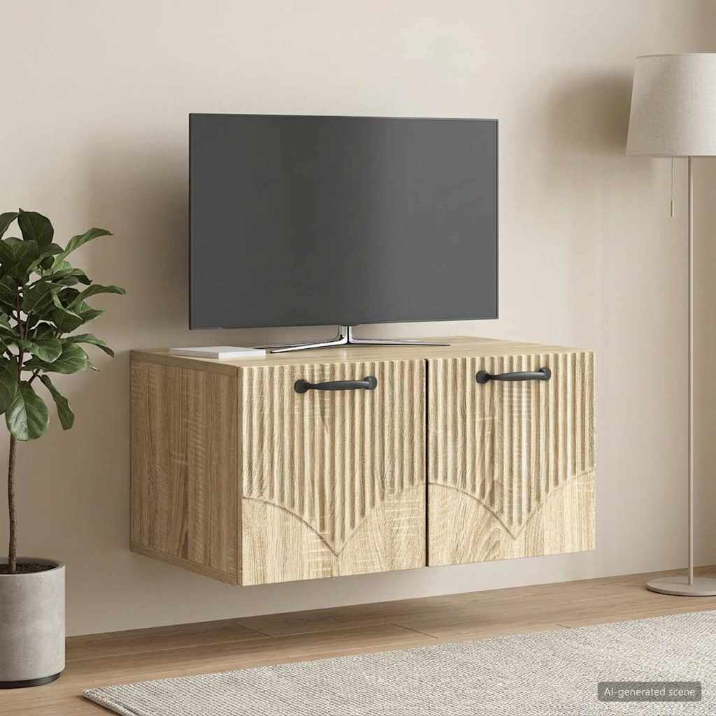Wandbeugel TV-kast Sonoma Eiken 59,5 x 41 x 30 cm Bewerkt hout
