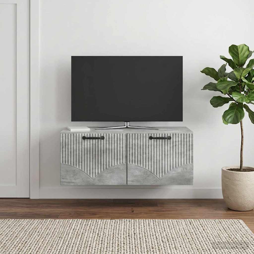 Wandbeugel TV-kast Betongrijs 78,5 x 41 x 30 cm Bewerkt hout