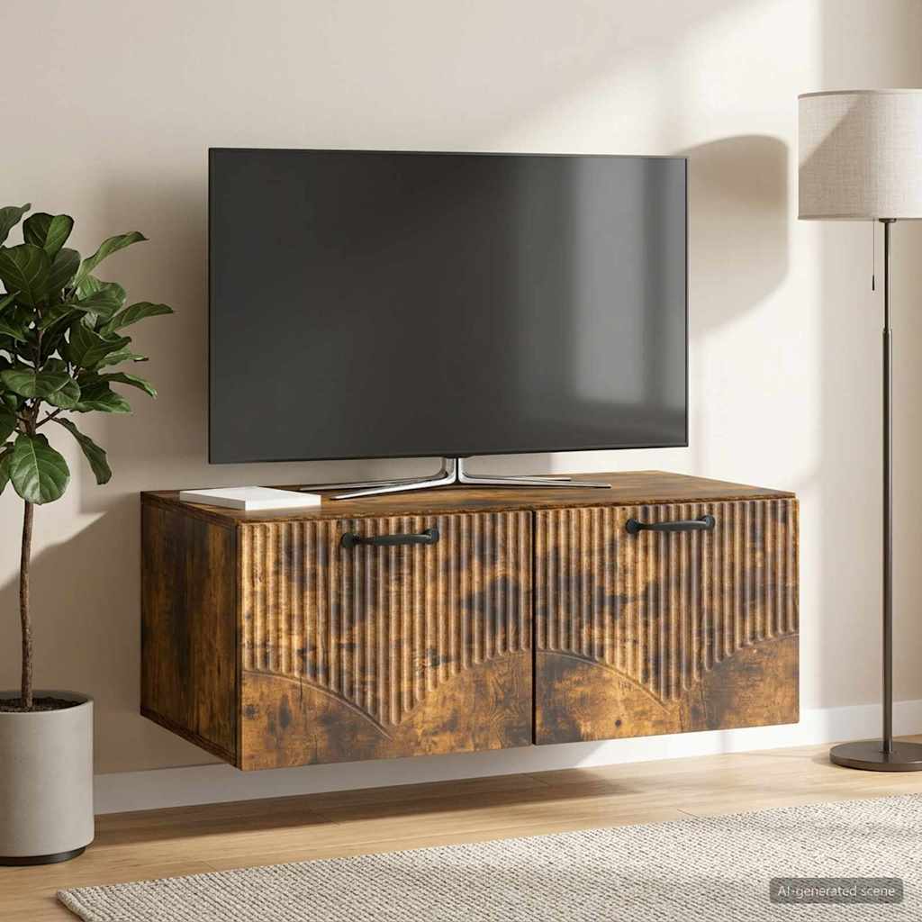 Wandbeugel TV-kast Gerookt eiken 78,5 x 41 x 30 cm Bewerkt hout
