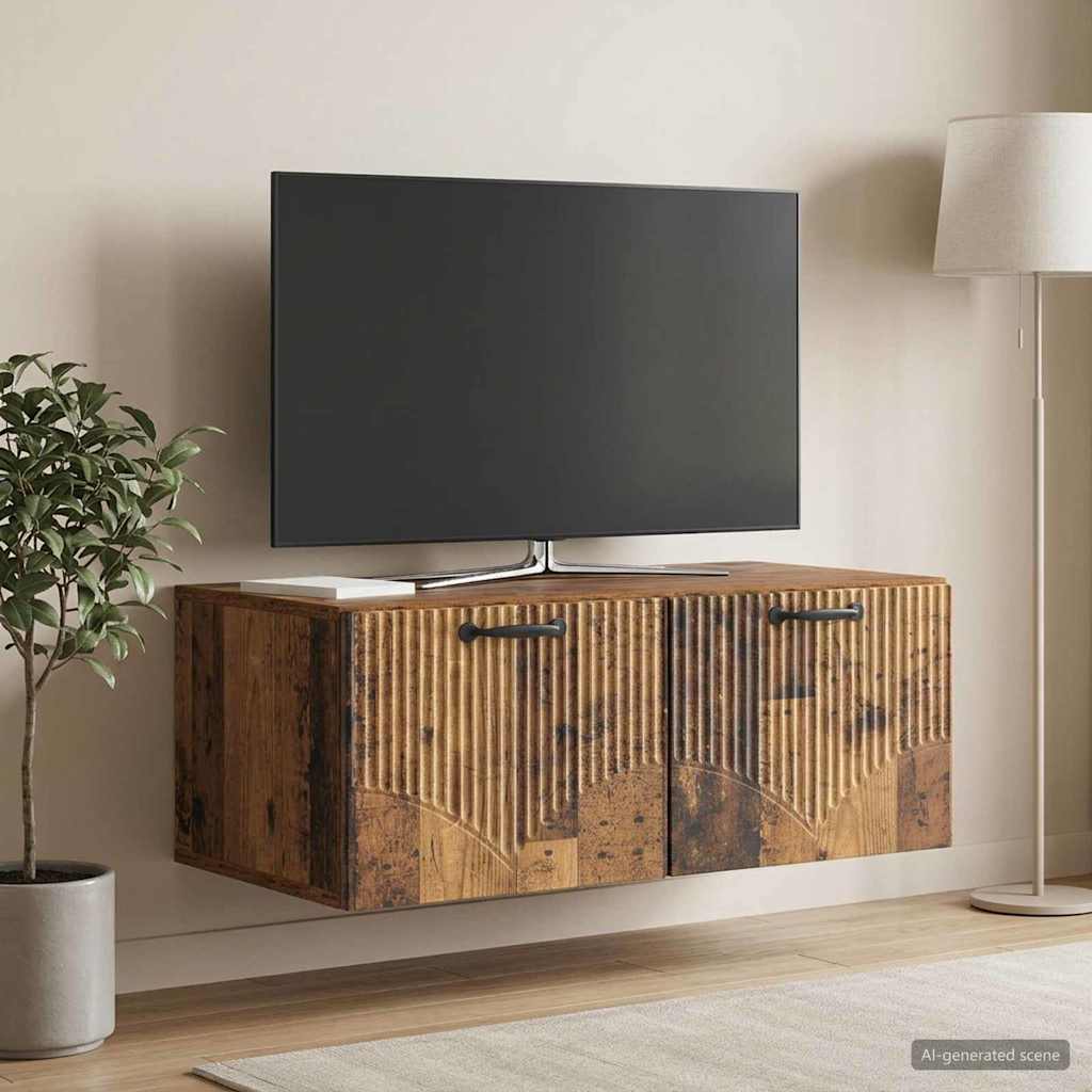 Wandbeugel TV-kast Oud hout 78,5 x 41 x 30 cm Bewerkt hout