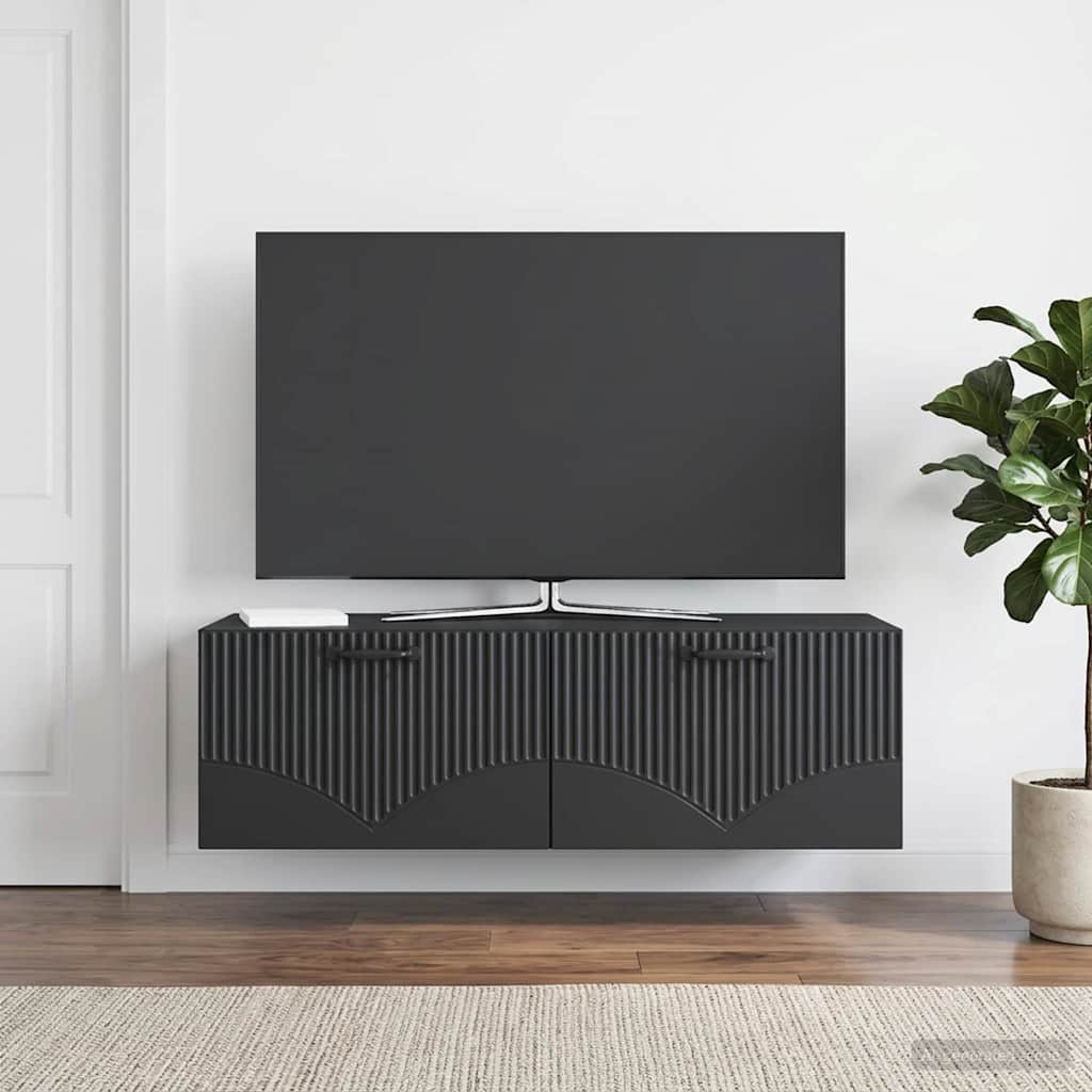 Wandbeugel TV-kast Zwart 98 x 41 x 30 cm Bewerkt hout